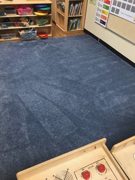 A carpet cleaning service of a classroom